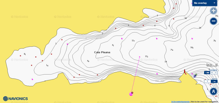 Map of yacht moorings in Pisana Bay