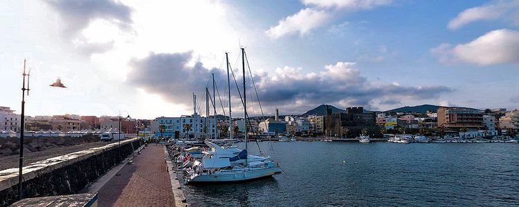 Yacht mooring in Pantelleria harbor