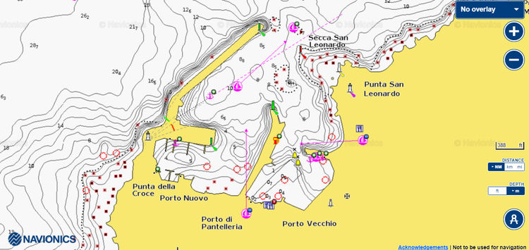 Map of yacht berths in Pantelleria harbor