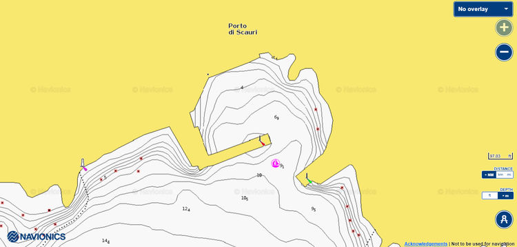 Map of yacht mooring in Skauri harbor