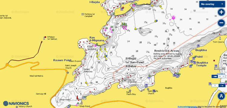 To open Navionics chart of yacht anchorages in St Paul Bay