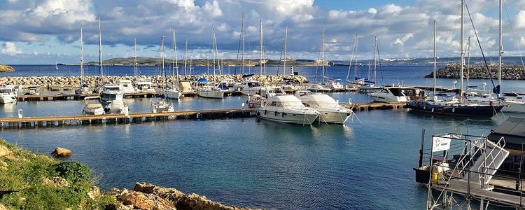 Yacht moorings in the Mgarr Marina