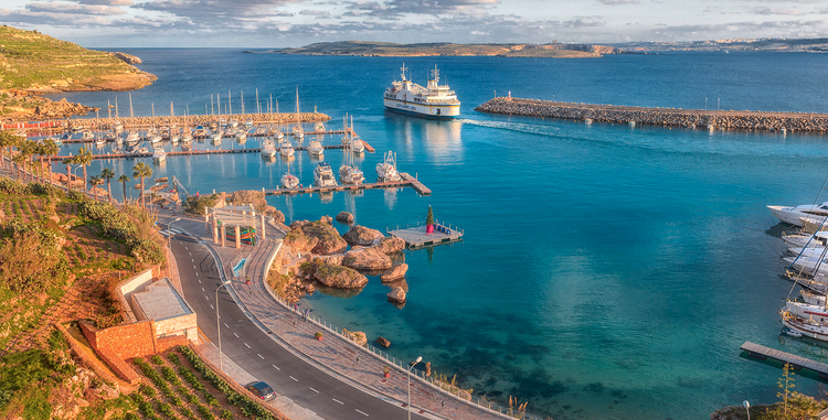 Yacht moorings in the Mgarr Marina