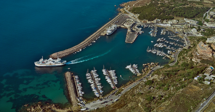 Yacht moorings in the Mgarr Marina