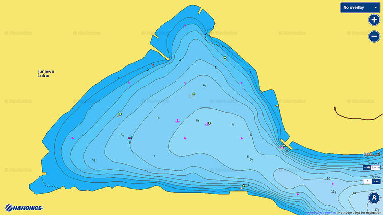 To open Navionics chart  of yacht anchorage in Jurjeva Bay