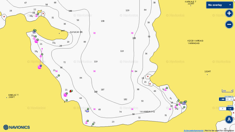 To open the Navionics chart of yacht moorings in Yavanasu Bay