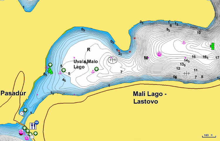 Yacht anchorage in Mali Lago Bay