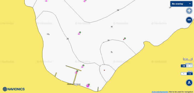 To open Navionics chart of yacht moorings in Pınaraltı Bay