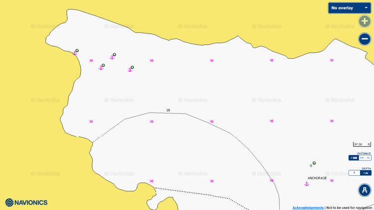 To open Navionics map of yacht anchorages in Darboaz Bay