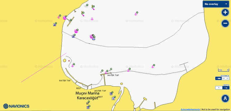 To open Navionics chart of Karacasogut marina