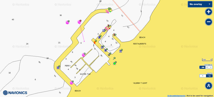 To open Navionics chart of yacht moorings in the Kairos Marina