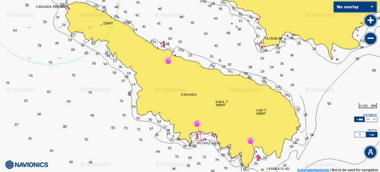 To open Navionics chart of yacht anchorages near Black Island