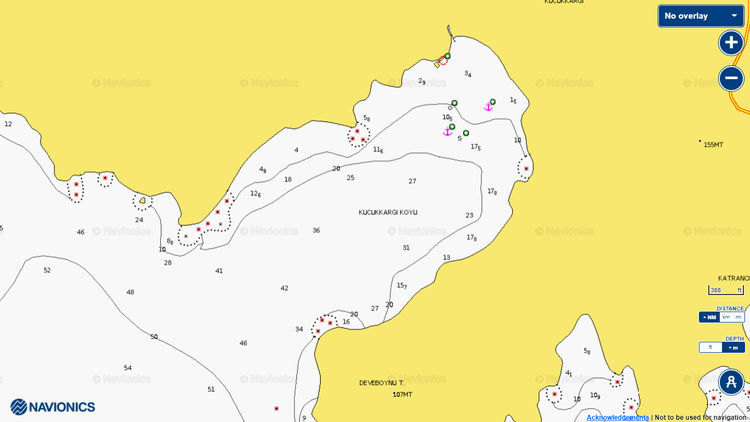 To open Navionics chart of yacht anchorages in Kucukkargi Bay