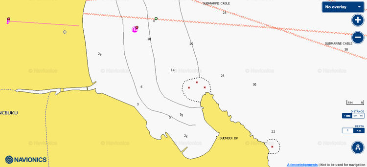 To open Navionics chart of yacht moorings in Turunc Bay