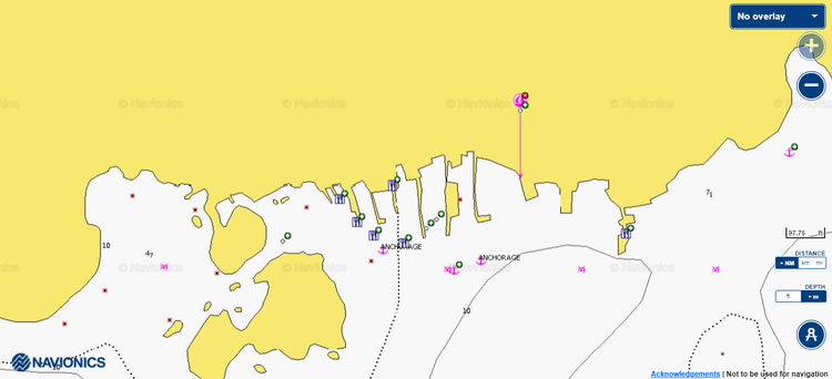 To open the Navionics chart of yacht moorings in Kale Koy