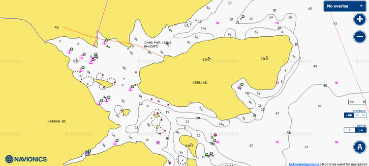 To open the Navionics chart of yacht anchorages in Gokkaya Limani