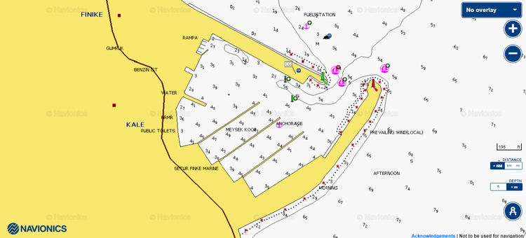 To open Navionics chart of yacht mooring in Finike marina