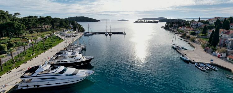 Yacht moorings in the Port of Maslinica