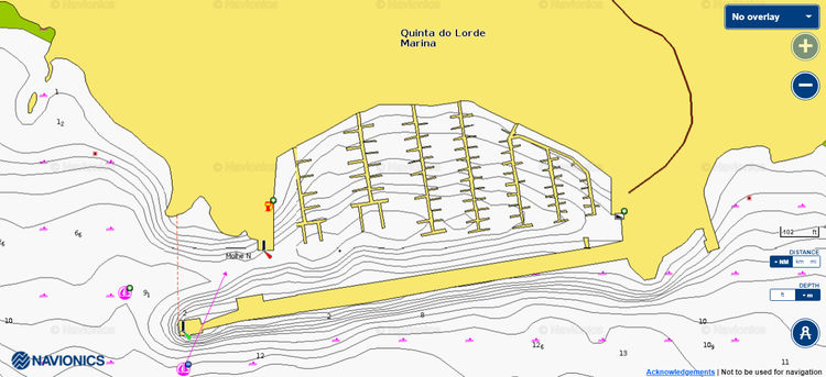 To open Navionics chart of yacht moorings in Yacht Marina da Quinta do Lorde