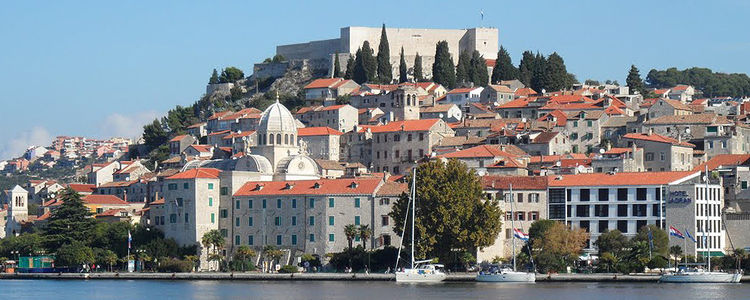 Yacht mooring at the waterfront of Sibenik