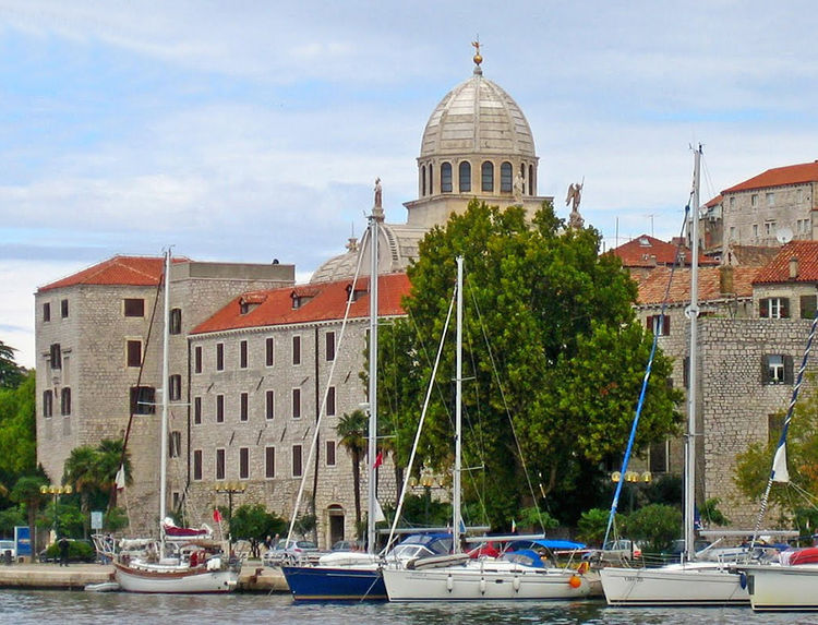 Yacht mooring at the waterfront of Sibenik