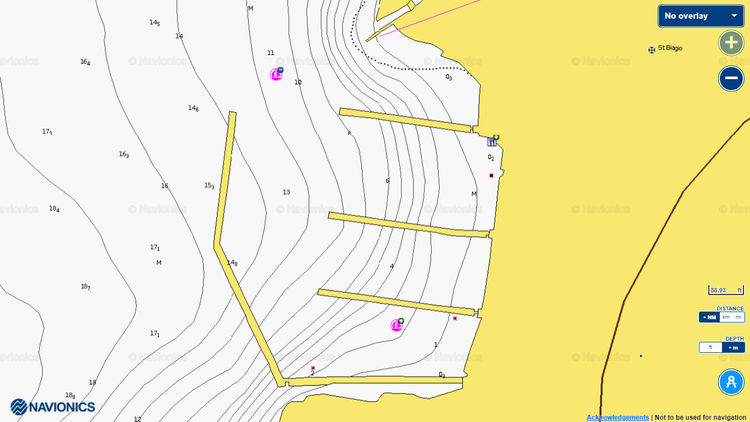 To open Navionics chart of yacht mooring in ACI Marina Slano