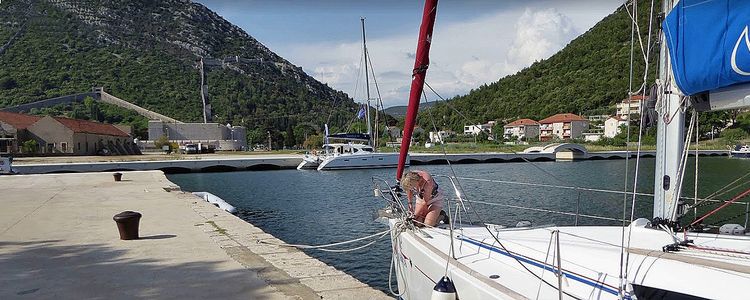 Yacht mooring at the Ston waterfront