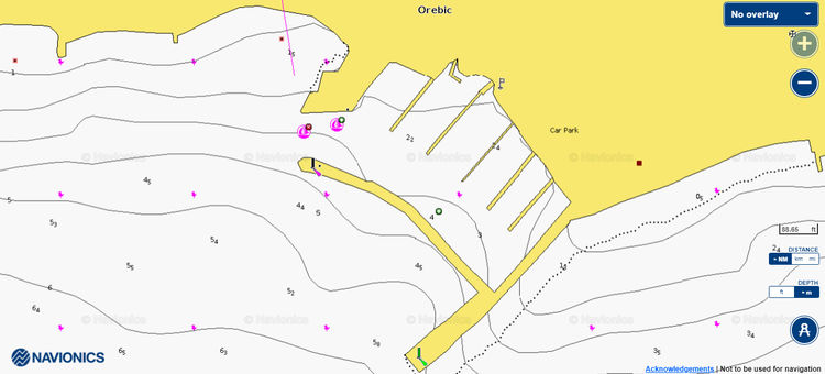 To open Naionics chart of yacht Marina Orebic