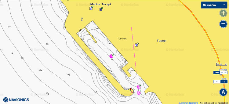 To open Navionics chart of Tucepi Yacht Marina