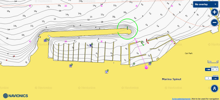 To open Navionics chart of yacht mooring in Marina Spinut