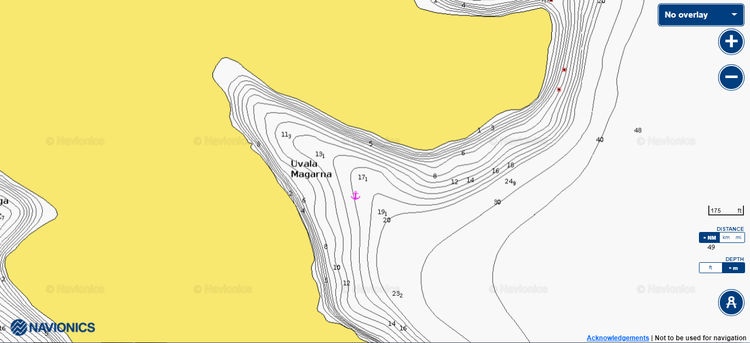 To open Navionics chart  of yacht anchorage in Magarna Bay