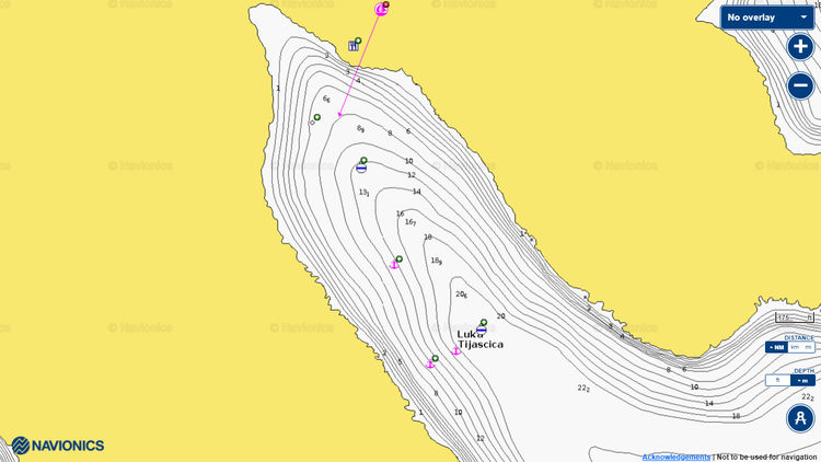 To open Naionics chart of yacht moorings in Tijascica Bay