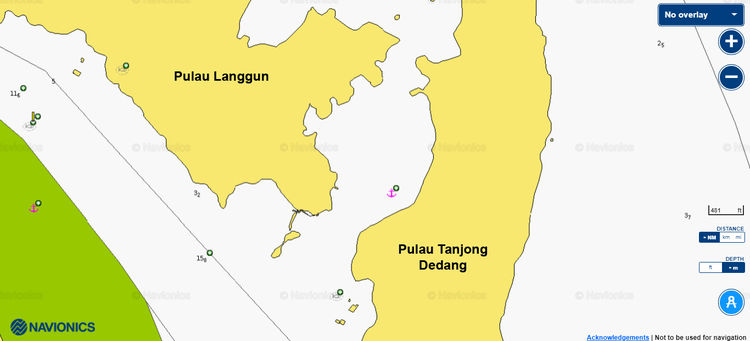 To open Navionics chart of the yacht anchorage off Tanjung Dendang Island