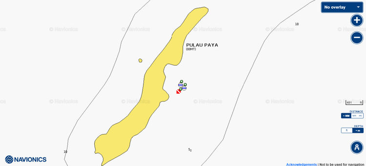 To open Navionics chart of the yacht mooring at the buoys in the Pajar Island Marine Park