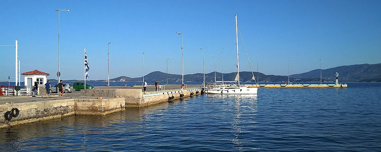 Yacht moorings at the Methana City Pier