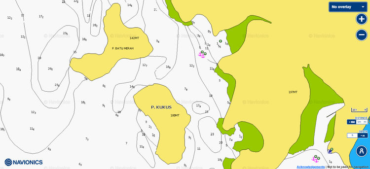 To open Navionics chart of the yacht anchorage at Batu Mera Island