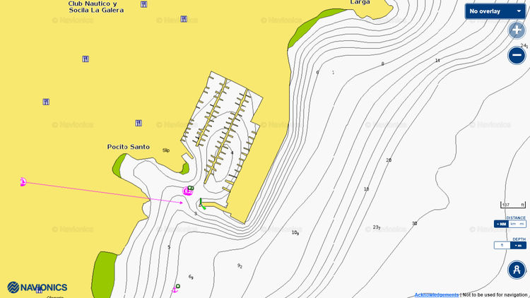 To open the Navionics chart of yacht marina Galera in Tenerife.