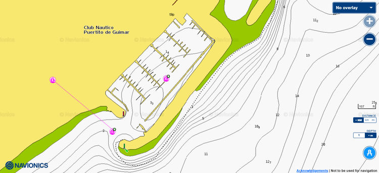 To open Navionics chart of  the Yacht Club Guimar in Tenerife.