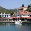 Yacht moorings in the port of Vathi