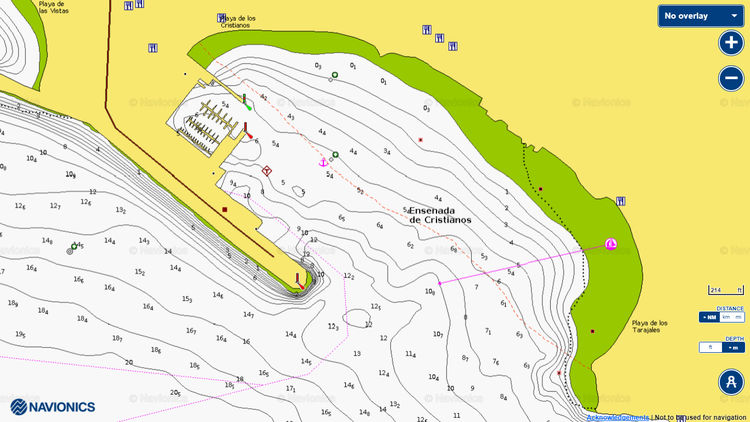 To open the Navionics chart of the Los Cristianos marina in the south of Tenerife.