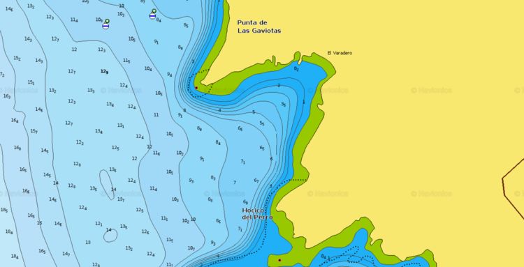 To open Navionics chart of yacht anchorage in Varadero Bay