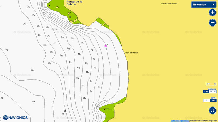 To open Navionics chart of the anchorage at Masca Beach