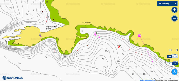 To open Navionics chart of the yacht anchorage at Cape Teno