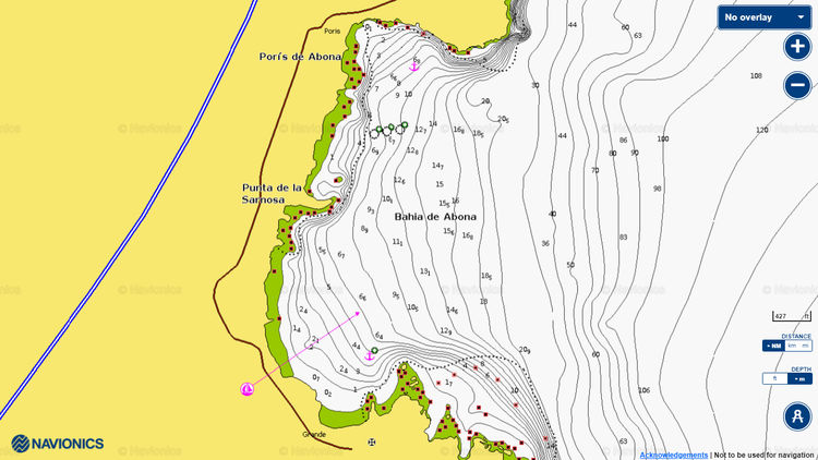 To open the Navionics chart of yacht anchorages in Abona Bay (Bahia de Abona).