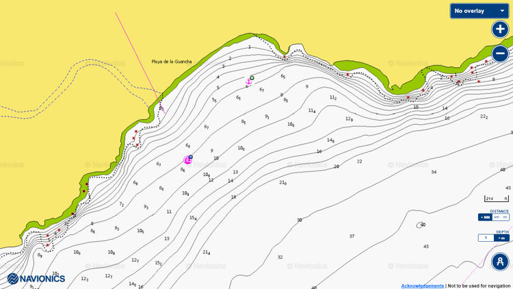 To open Navionics chart yacht anchorage at Guancha Beach