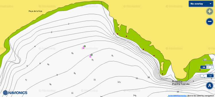 To open Navionics chart yacht anchorage at Cape Gorda