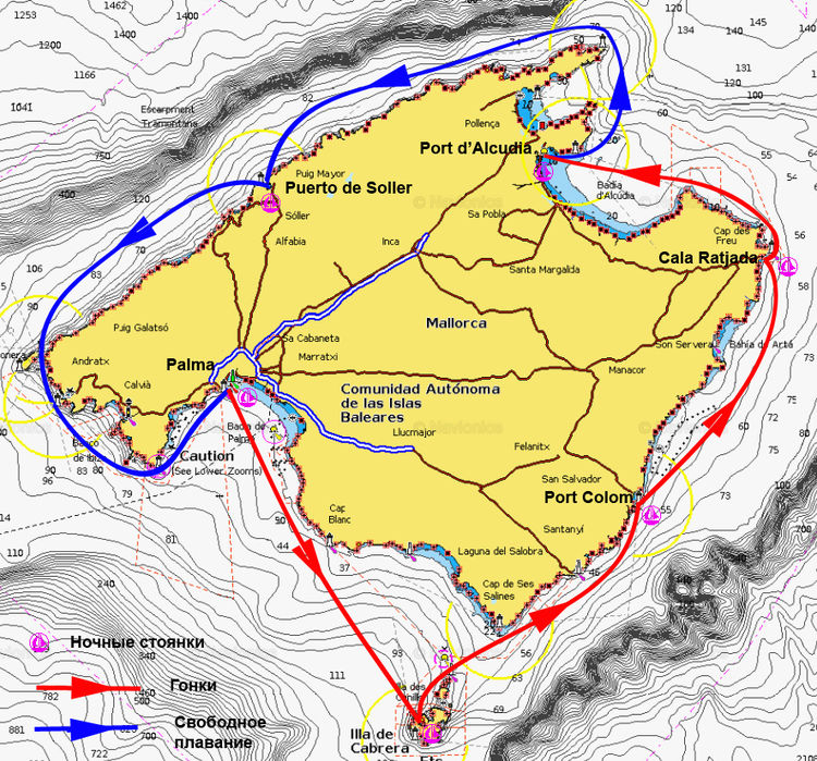 Маршрут Майского Яхтенного Ралли МАРИН,РУ 2017. Майорка.Баленарские острова