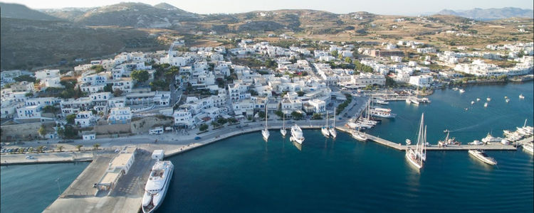 Yacht moorings on islands of Cyclades archipelago