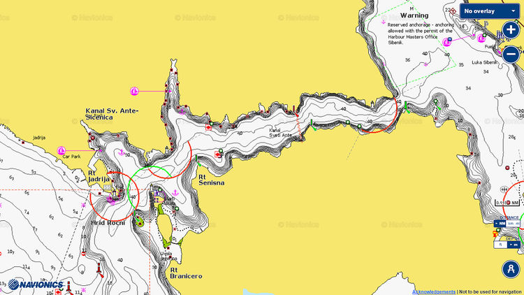 Карта Навионикс канала  Sv. Ante-Sicenica