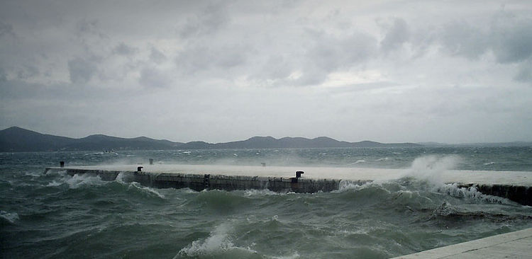 Dangerous wind for yachtsmen Yugo. Adriatic. Croatia.